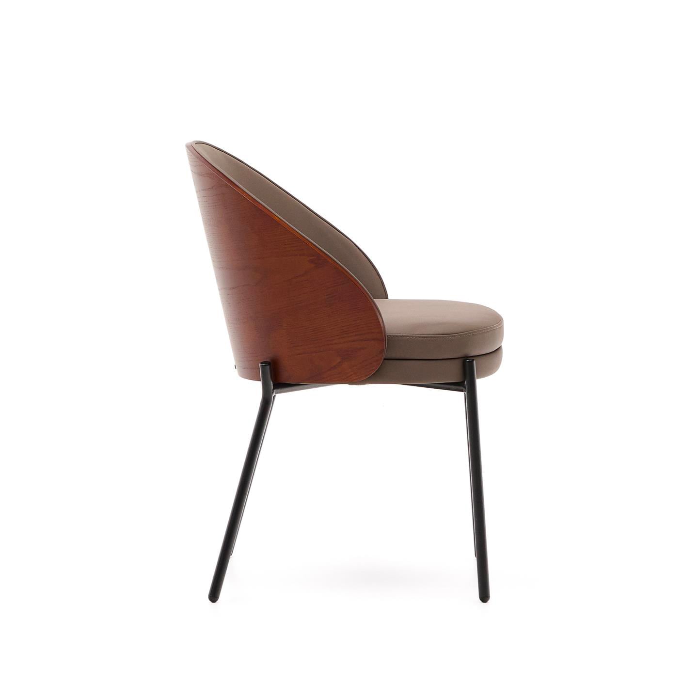 Kave Home Stuhl EAMY Lederlook braun/schwarz