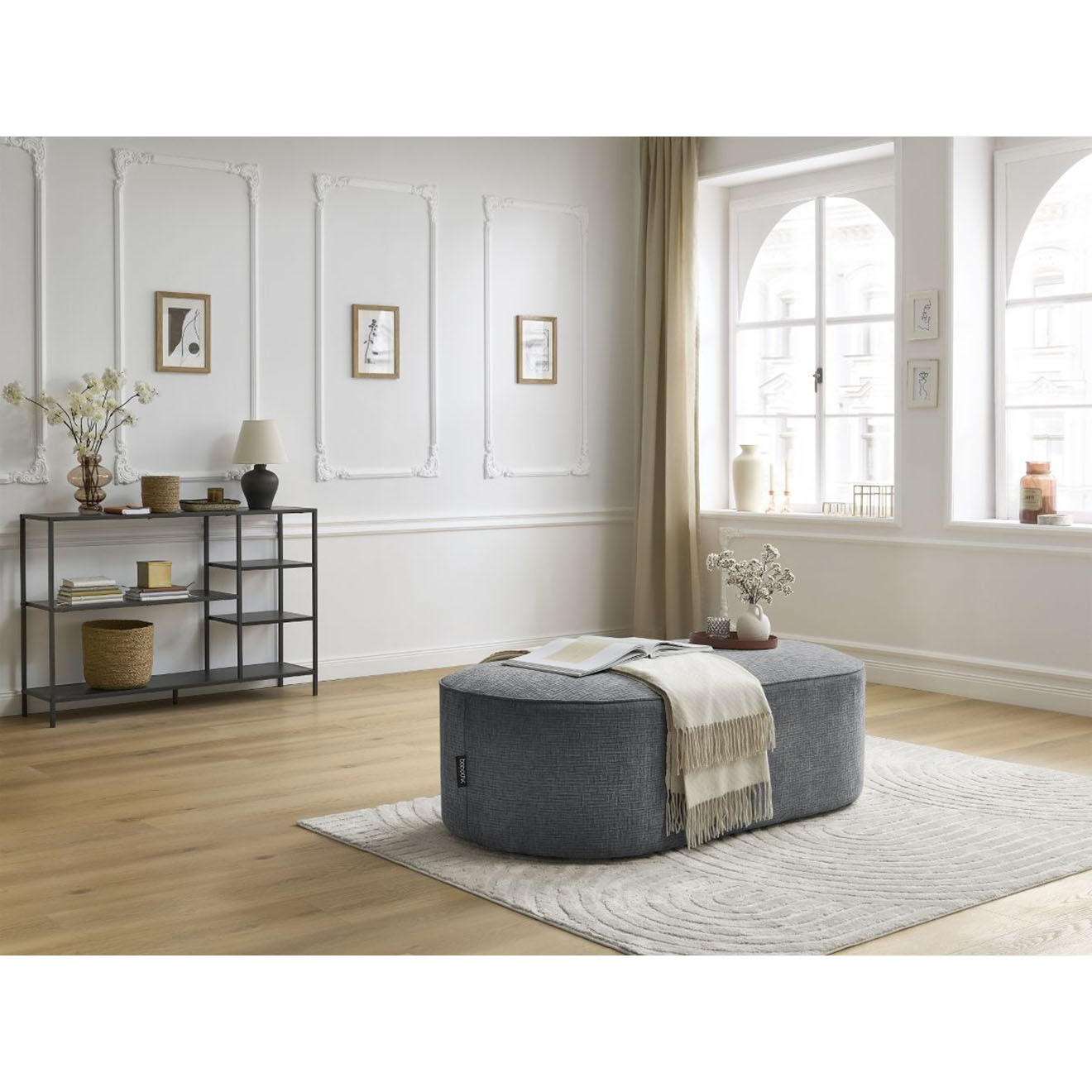Bobochic Pouf pour canapé modulable Rousseau texturé gris foncé - 140x70x45 cm