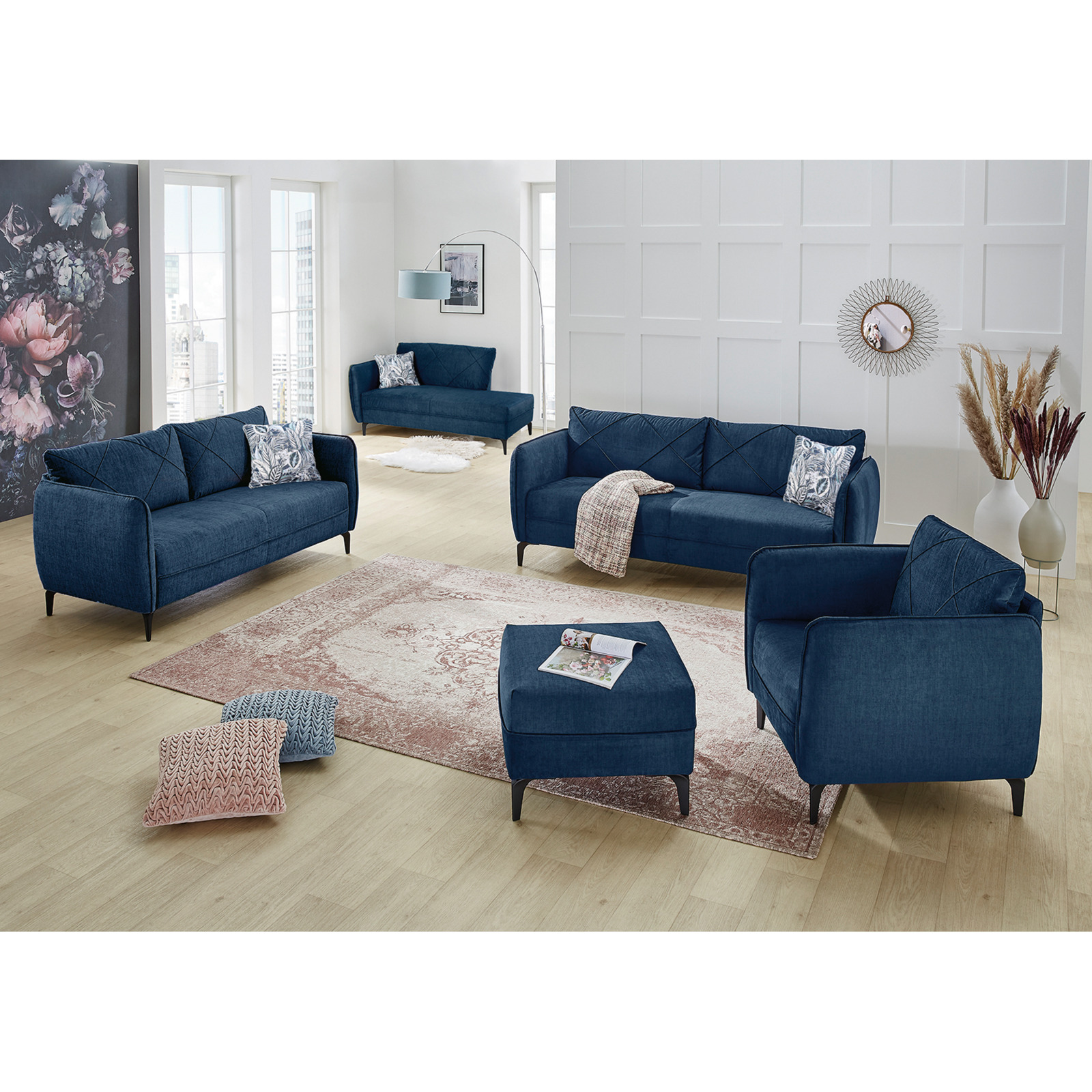 Sessel Varese Samtvelours blau