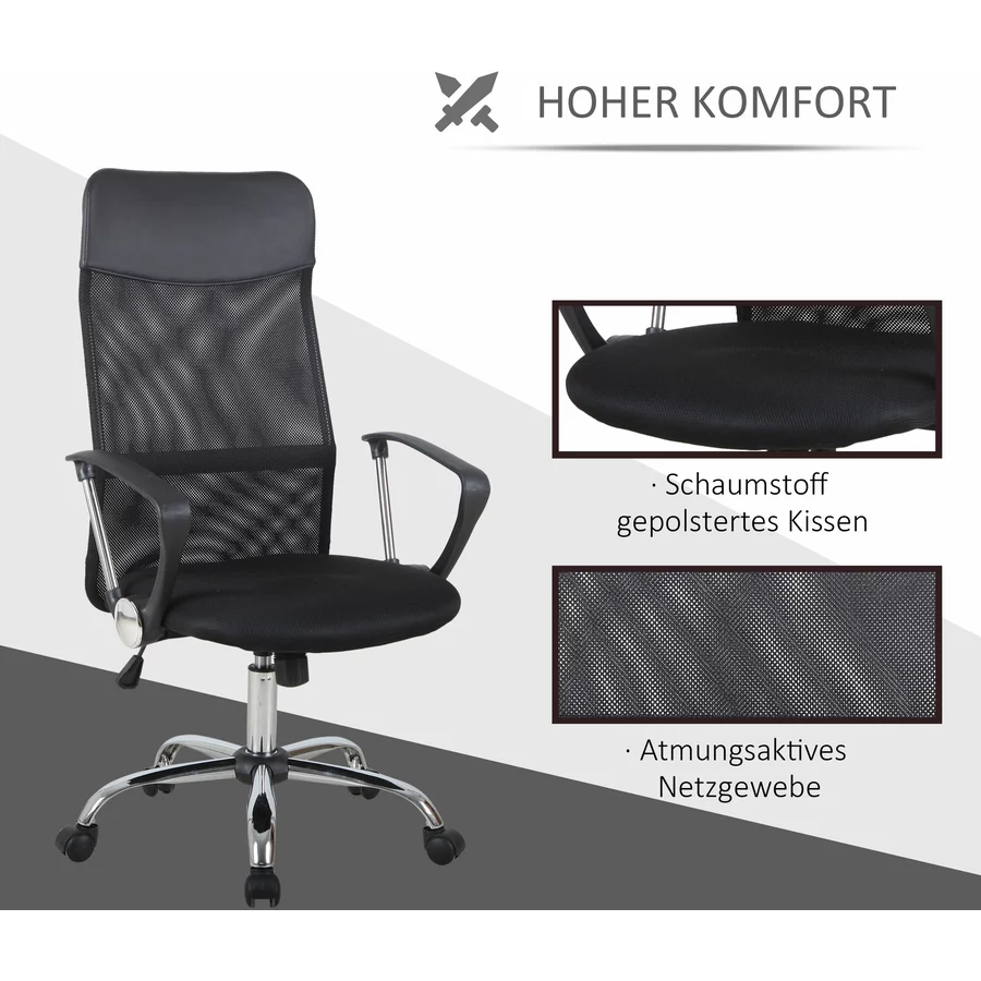 HOMCOM Bürostuhl ergonomisch schwarz