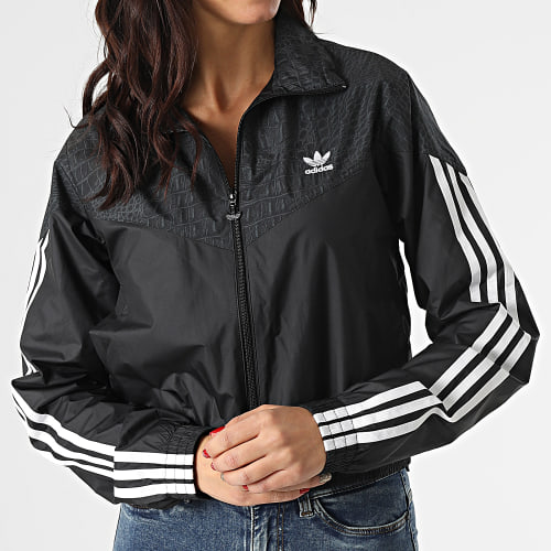 Veste Zippée Femme A Bandes H20427 Gris Anthracite