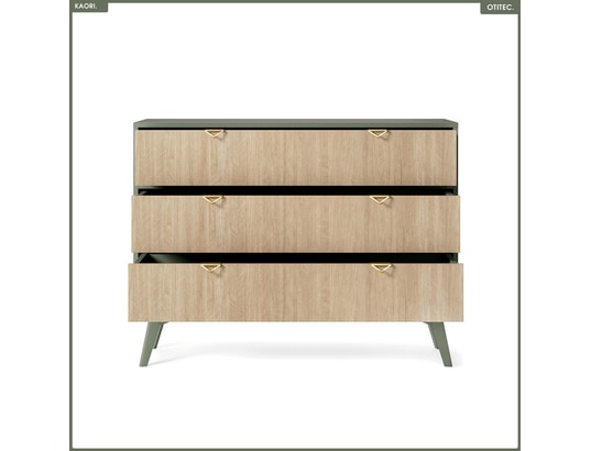 OTITEC - Commode - l.106 x h.80 x p.38 cm - 3 tiroirs - kaori - eucal...