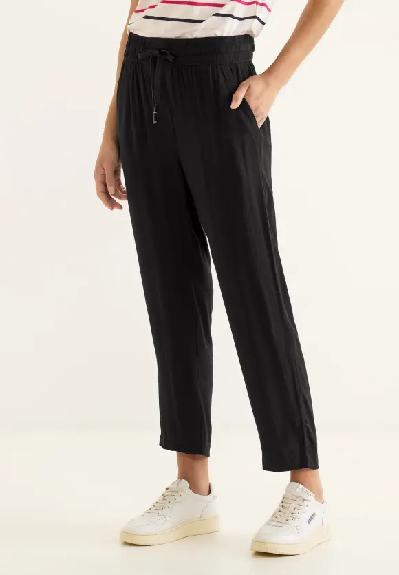Loose Fit Viskose Hose - Black