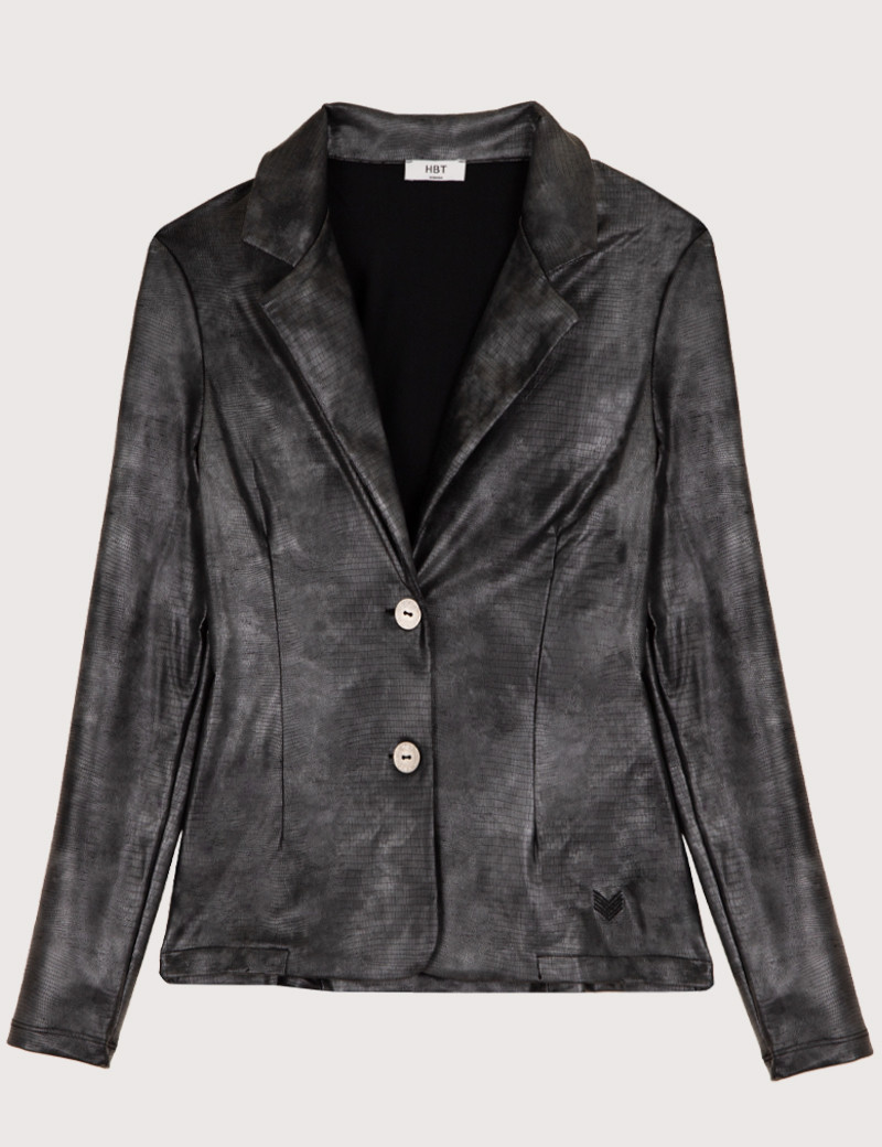 HBT AUDACIOUS | SHIRLEY VESTE BLAZER CROCO ARGENTÉ