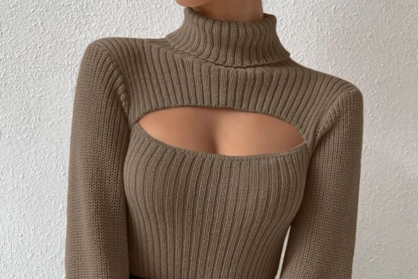 Bolgivy - Turtleneck trui met effen uitsnijding