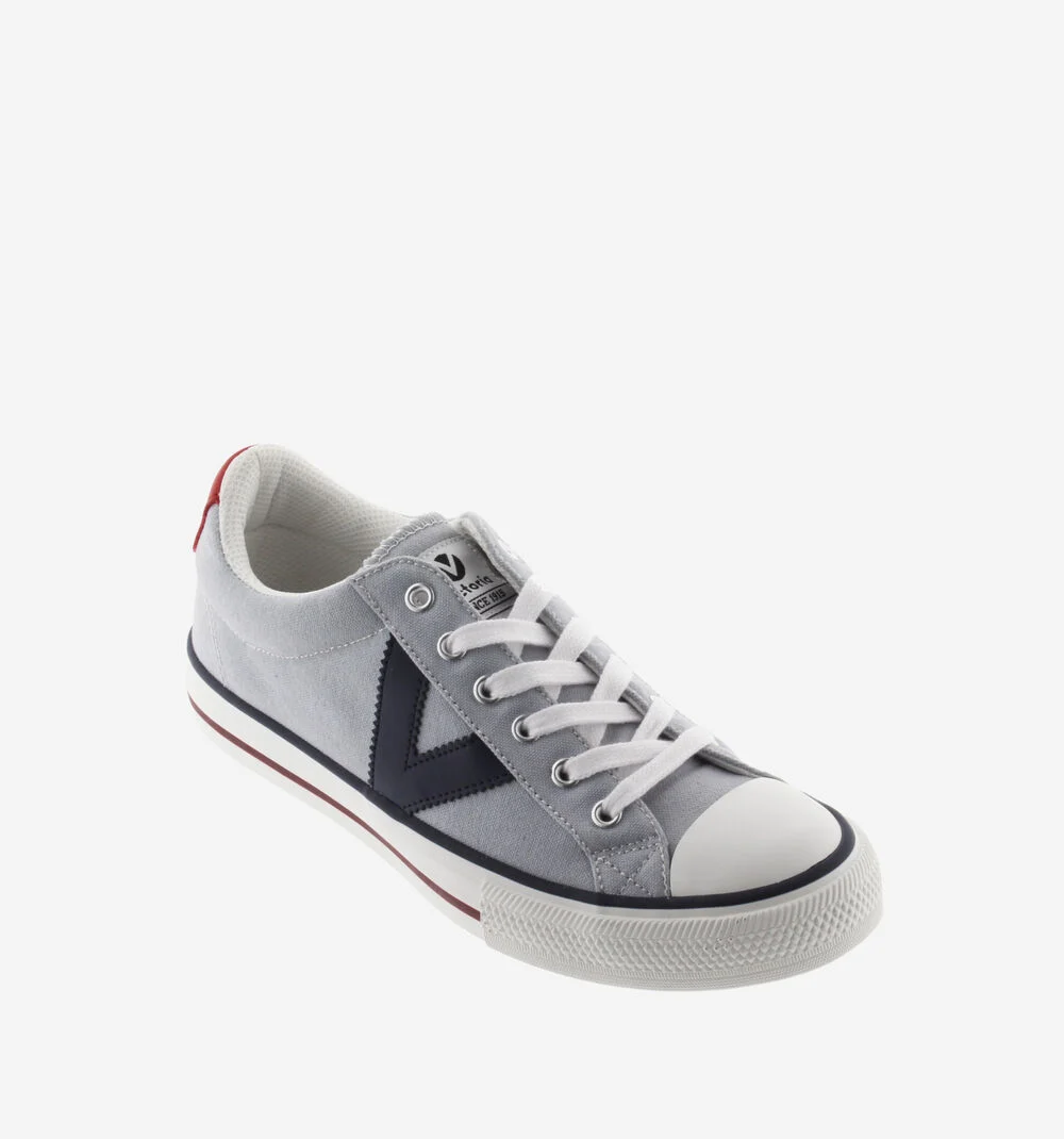 TRIBU TOILE CONTRASTANTE Baskets sport en toile unisexe logo GRIS