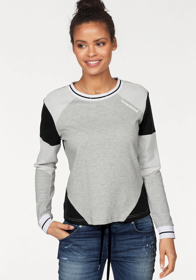 KangaROOS Sweatshirt , Langarm,  figurbetonte Passform,  Colourblocking,  aus Baumwolle
