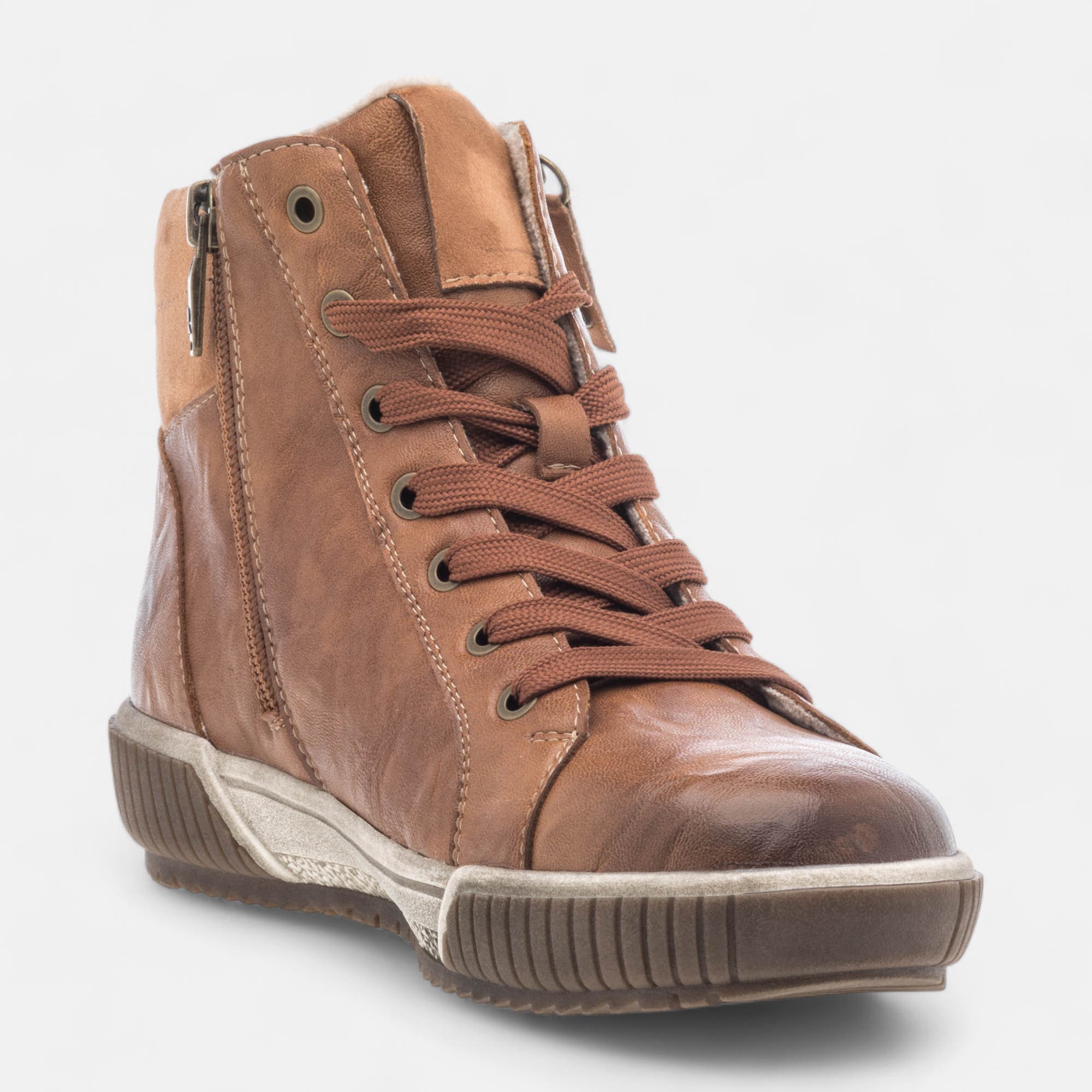 Baskets hautes Femme cognac