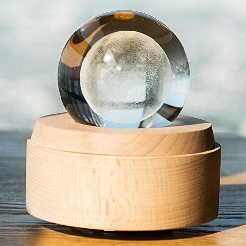 360° LED Kristall Kugel USB Galaxy Nachtlicht Home Dekoration mit Musik - Mond