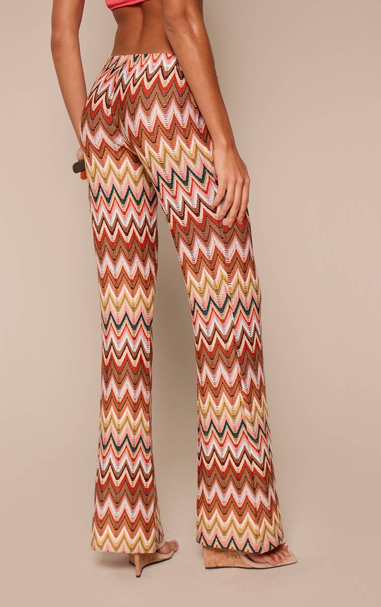 Multicolore Pantalon Évasé Imprimé Texturé