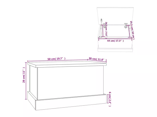 Boîte de rangement sonoma gris 50x30x28 cm bois d'ingénierie