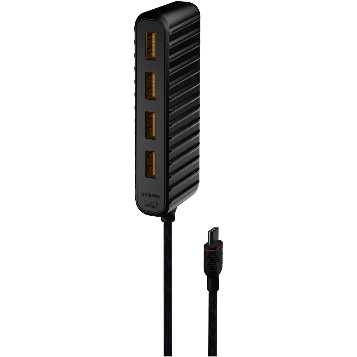 Unisynk USB-C til 4x USB-A mini hub (sort)