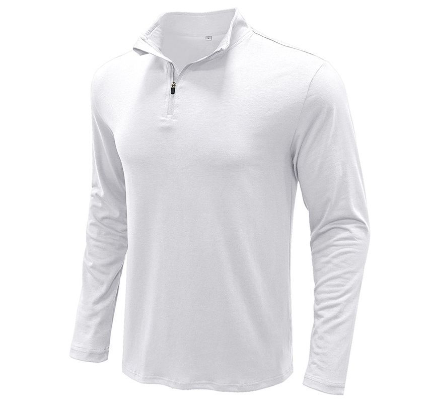 Dubbel Wit - Poloshirt met opstaande kraag en rits