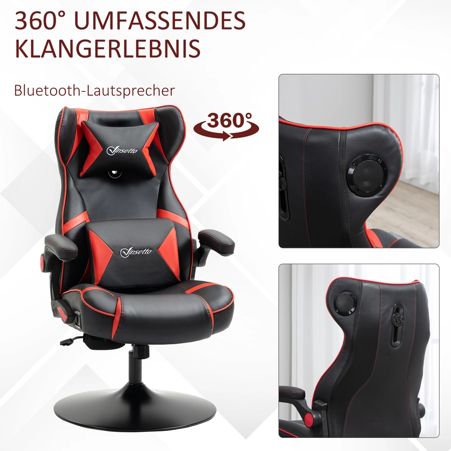 Vinsetto Gamingsessel mit Lautsprecher rot, schwarz