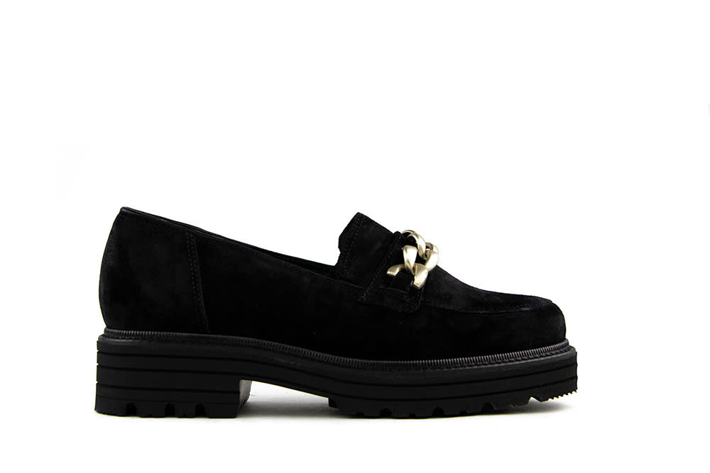 Durea Loafers Chain Zwart Suede K-leest