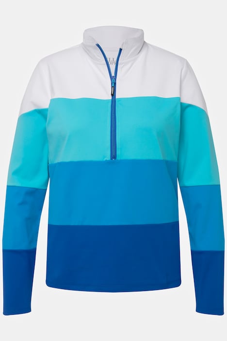 Thermoshirt, Colourblocking, Troyerkragen, Langarm