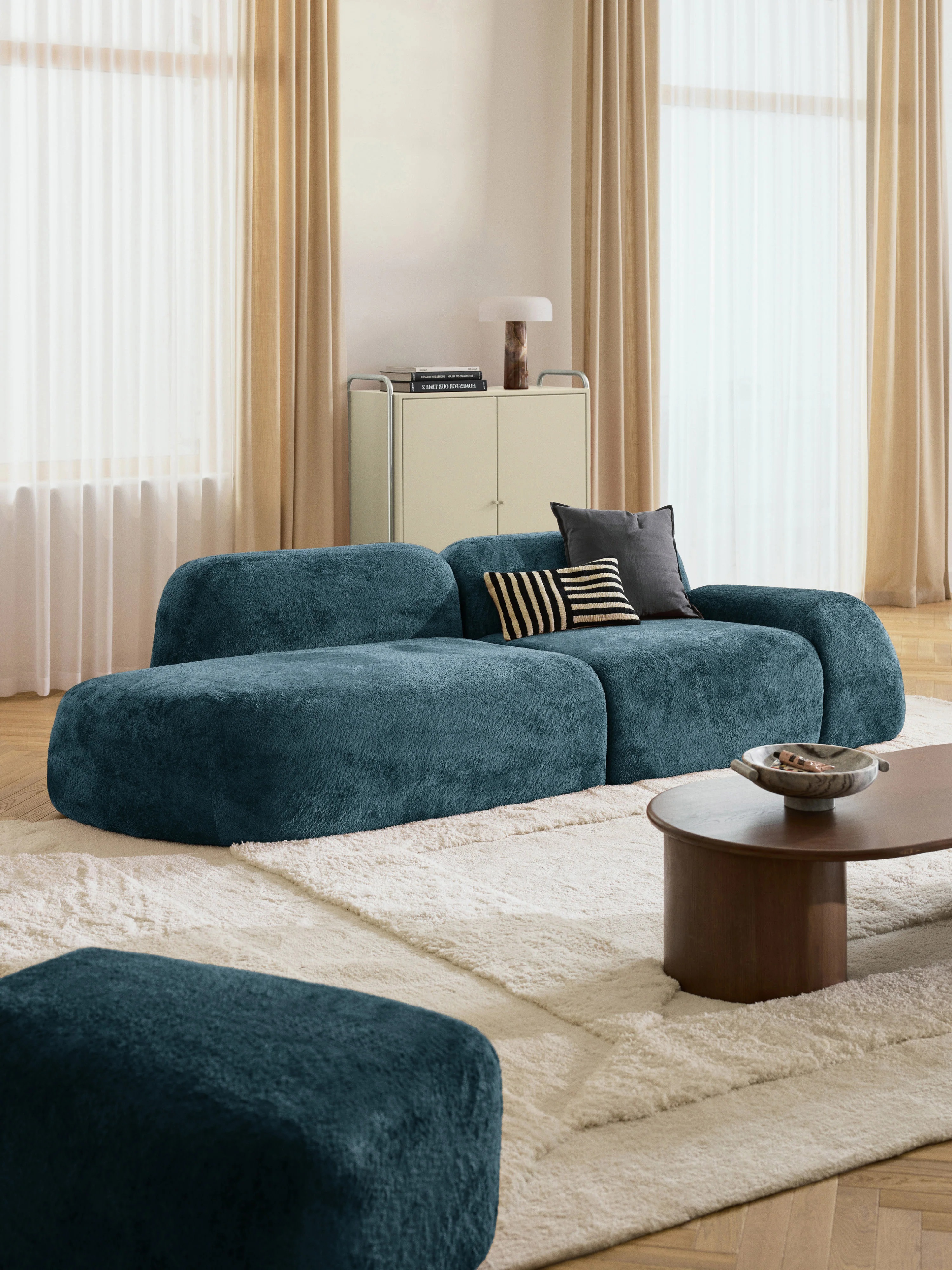 Modulaire teddy bouclé chaise Wolke (3-zits)