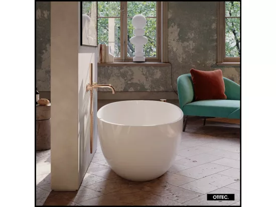 Baignoire Îlot - 175 x 78 cm - SHELL - BLANC BRILLANT - avec SIPHON INCLUS