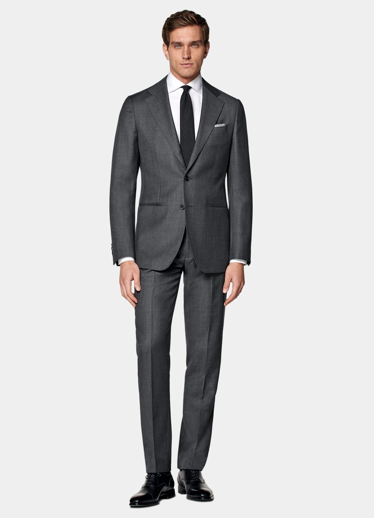 Pantalon de costume Slim Leg Straight gris foncé œil-de-perdrix