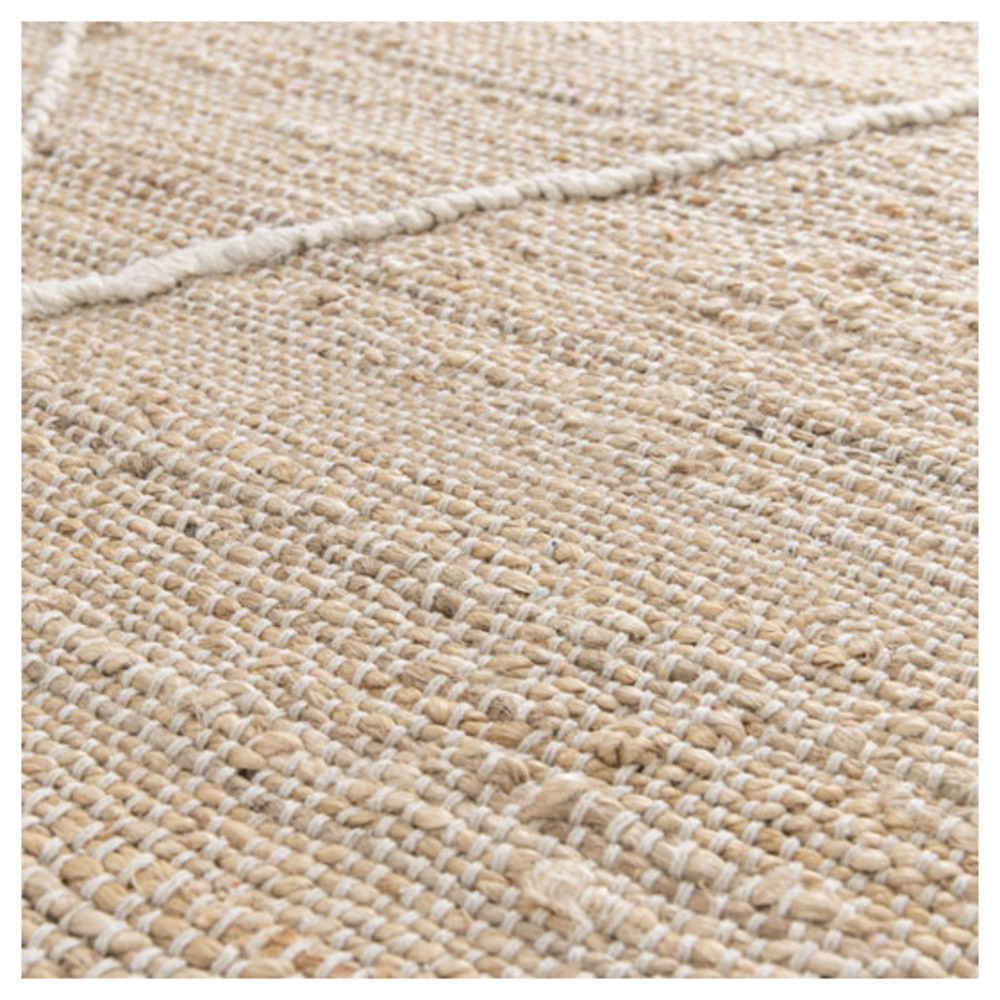 Tapis à motif losanges en jute et coton - rafi - fibre naturelle - 120 x 160 cm