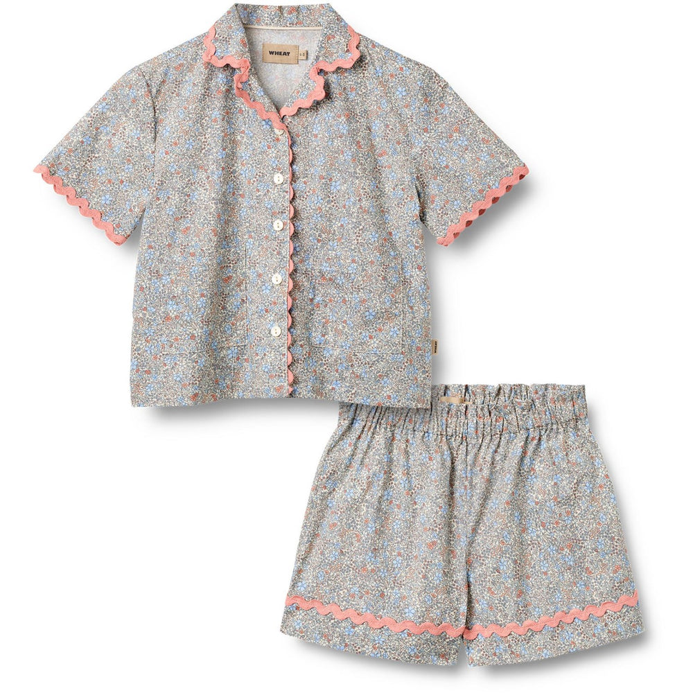 Køb Wheat Air Blue Flowers Sæt Skjorte S/S & Shorts Vilma