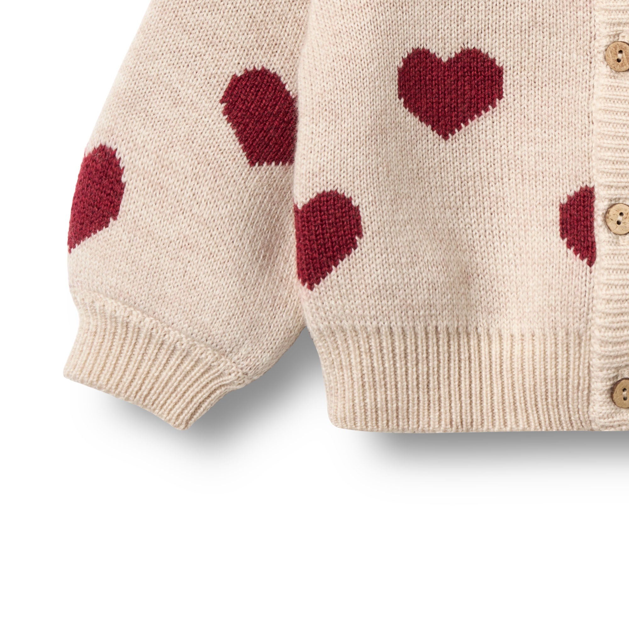 Wheat Cardgian Jacquard Heart
