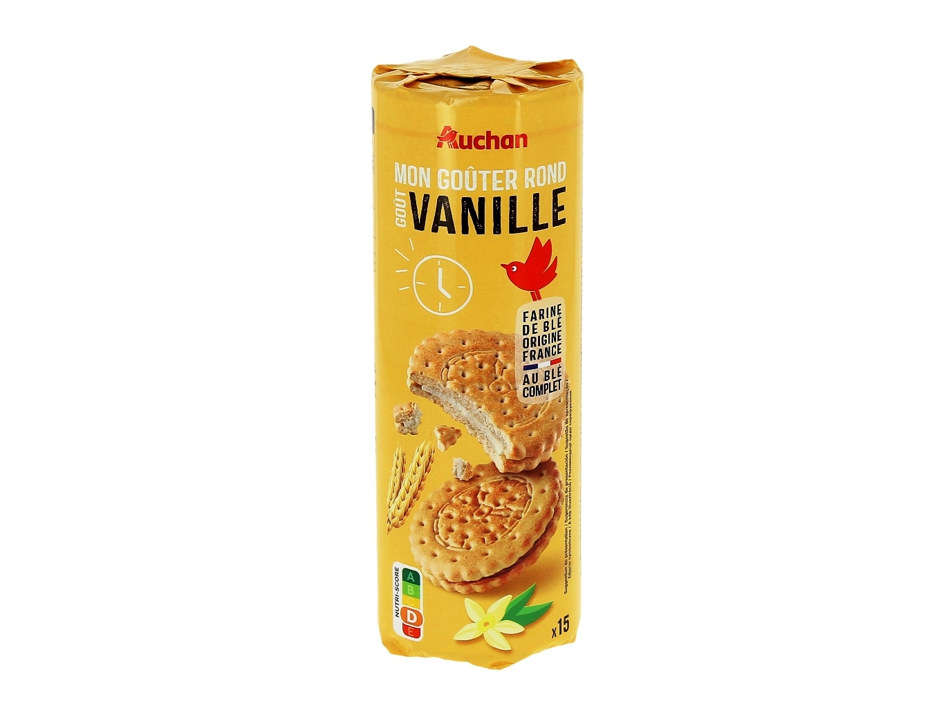 BOLACHA AUCHAN RECHEADA DE BAUNILHA 300 G