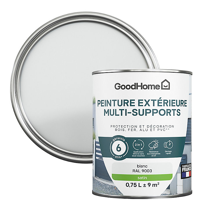 Peinture extérieure multi-supports GoodHome blanc RAL 9003 0,75L