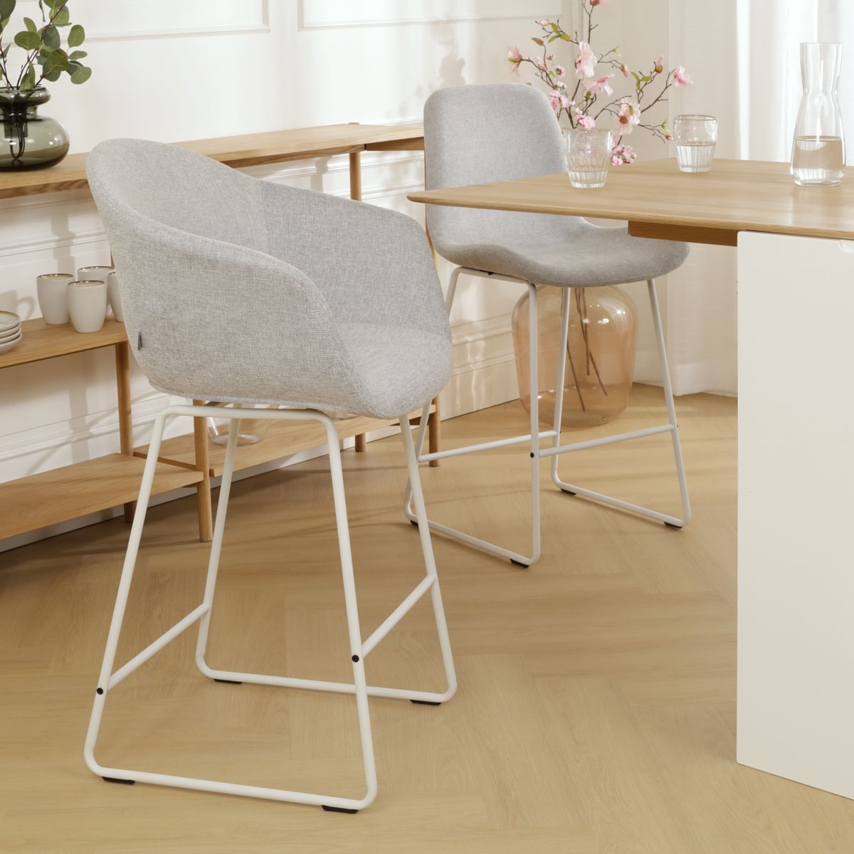 Barkruk Nino-otis grijs - wit onderstel - 65 cm