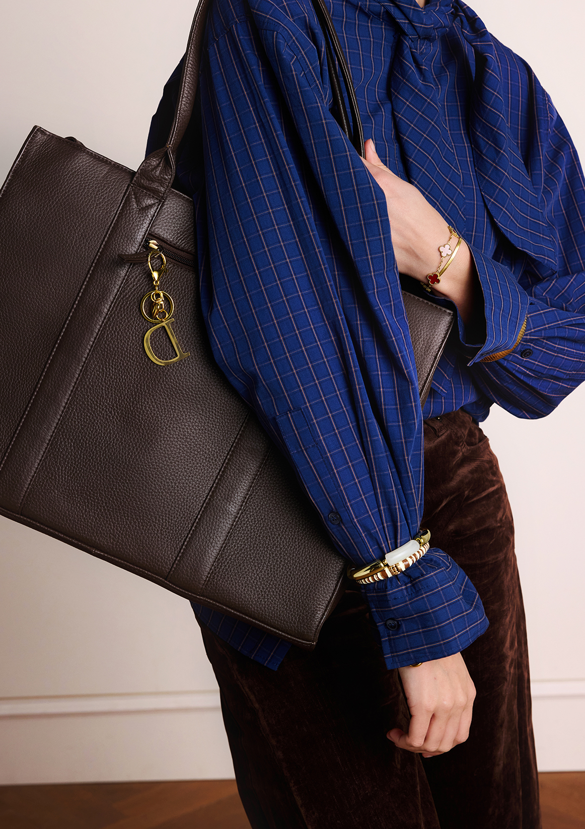 18 inch donkerbruine leren shopper