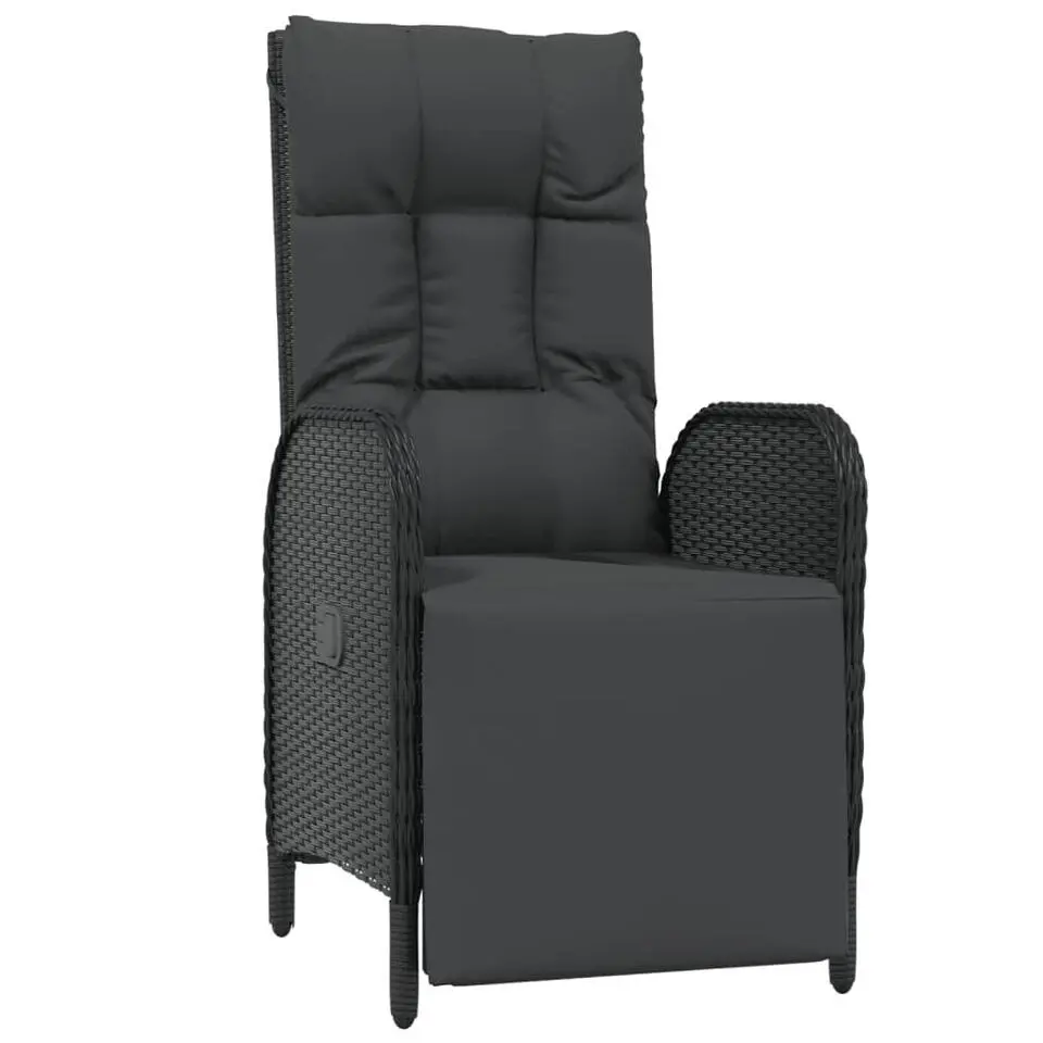 vidaXL - Verstelbare tuinstoelen - Tafel - Zwart - Poly rattan - 3 stuks