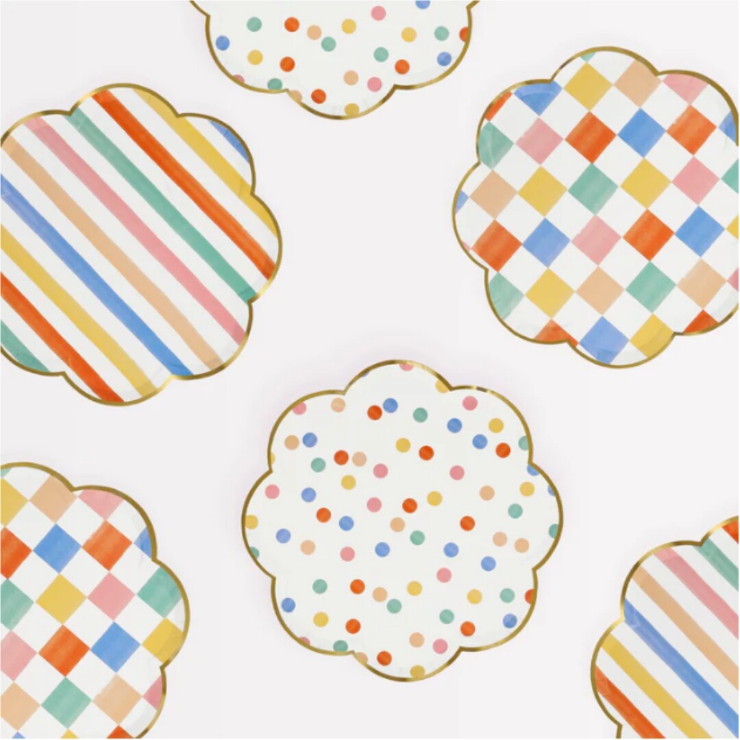 Meri meri borden colourful pattern - l - 8st