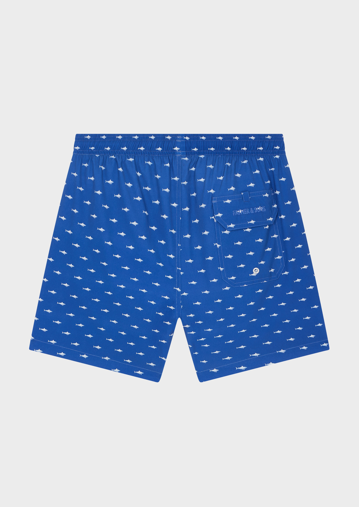 Maillot de bain bleu saphir à motif fantaisie blanc