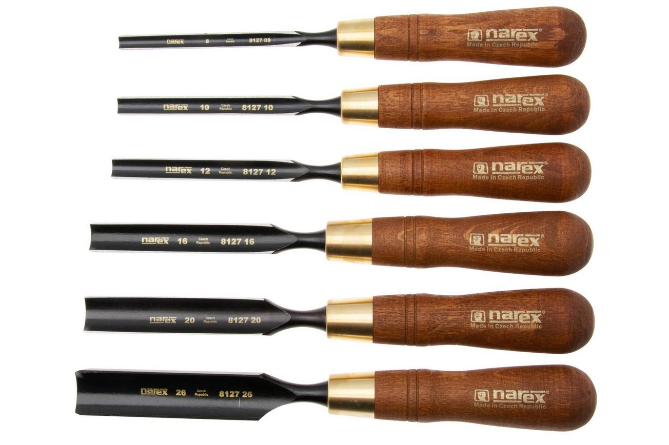 Narex Wood Line Plus Firmer Gouge Set 853300, gutsenset 8-10-12-16-20-26 mm, 6-delig