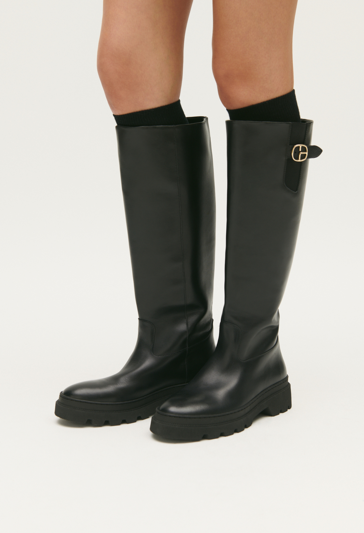 Bottes cuir lisse noires