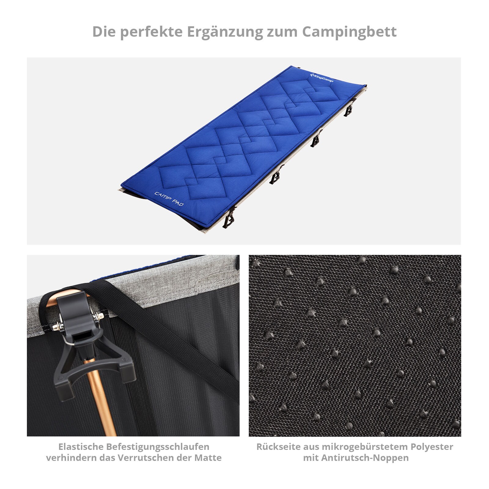 KINGCAMP Feldbettauflage Camp Pad Camping Klappbett Bezug Decke 100% Baumwolle Größe: L