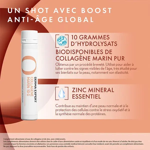 Oenobiol Complément Alimentaire Derma Expert Collagène Marin Anti-âge 10 Shots