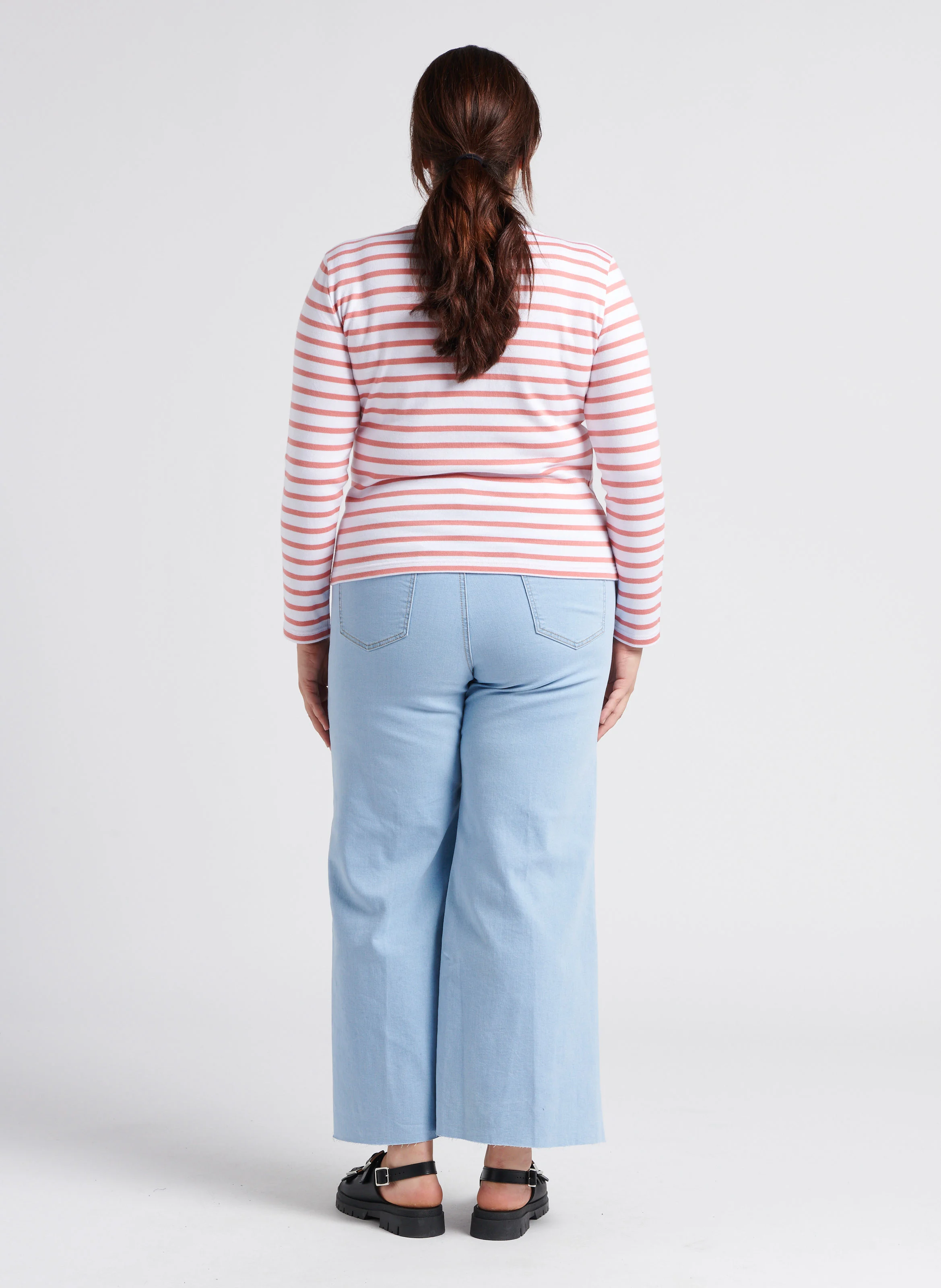 Jean taille haute à fentes en coton mélangé | Jean brut