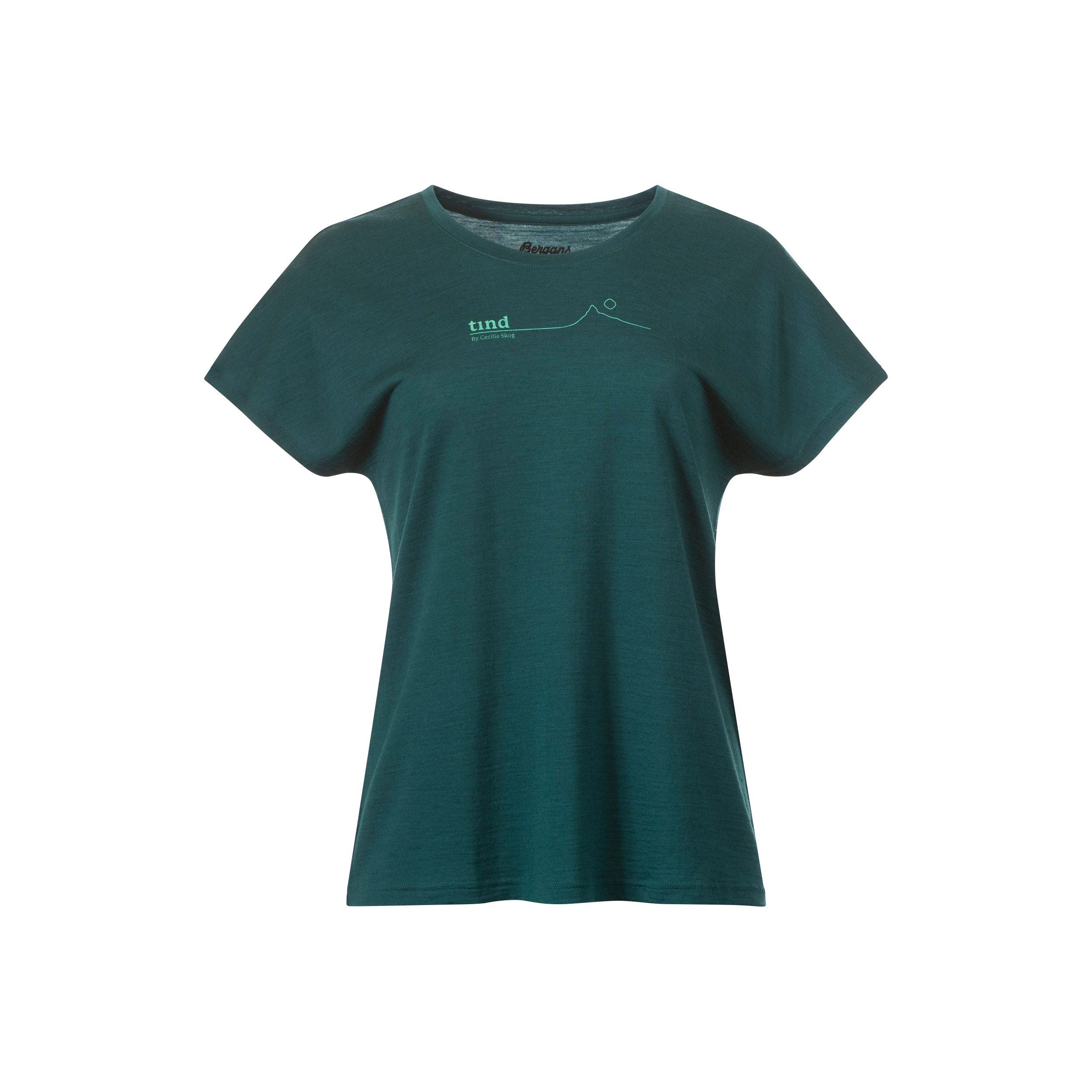 Tind Crux Merino Tee Women Malachite Green / Light Malachite Green Moon Peak