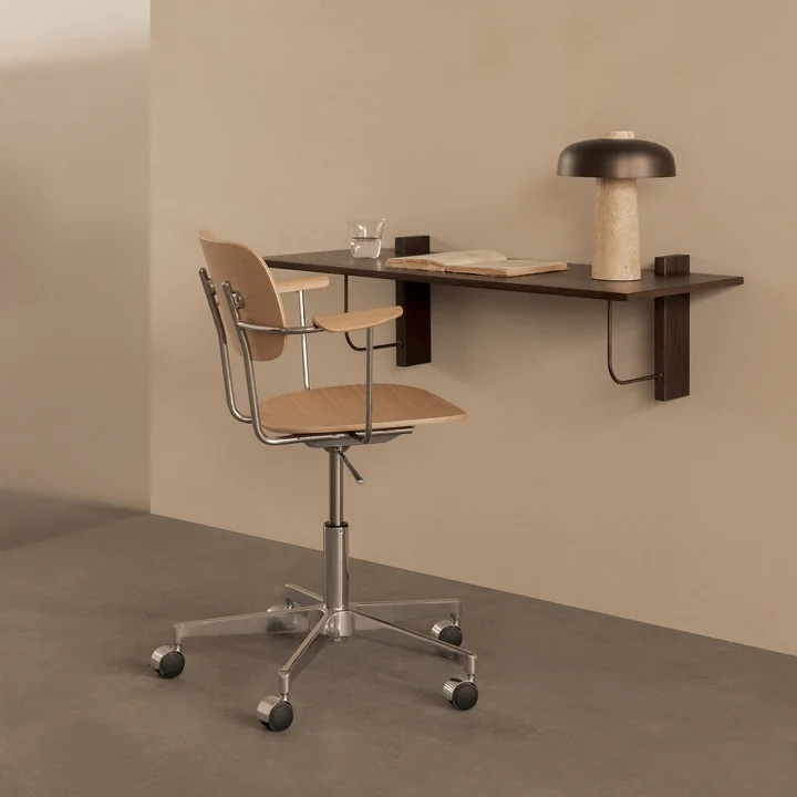 Audo - Co Task Bürostuhl mit Armlehnen, beige (Stoff Audo Bouclé 02)