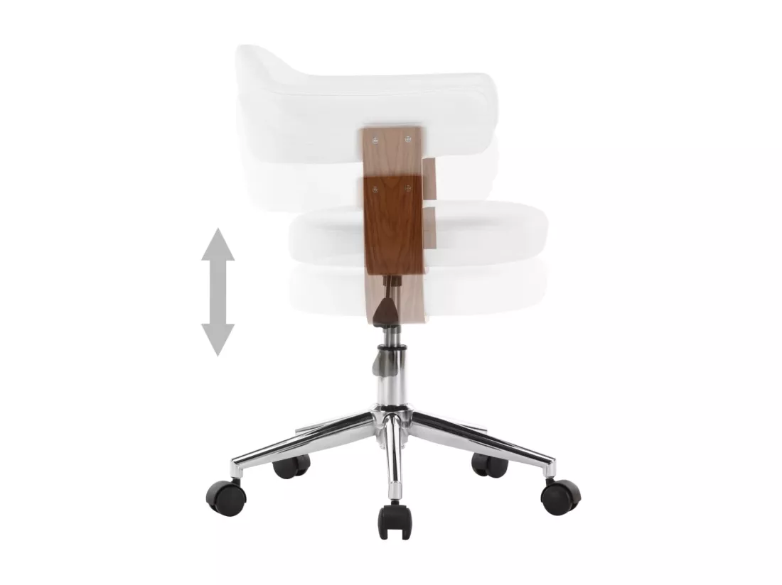 Chaise pivotante de bureau Blanc Bois courbé et similicuir