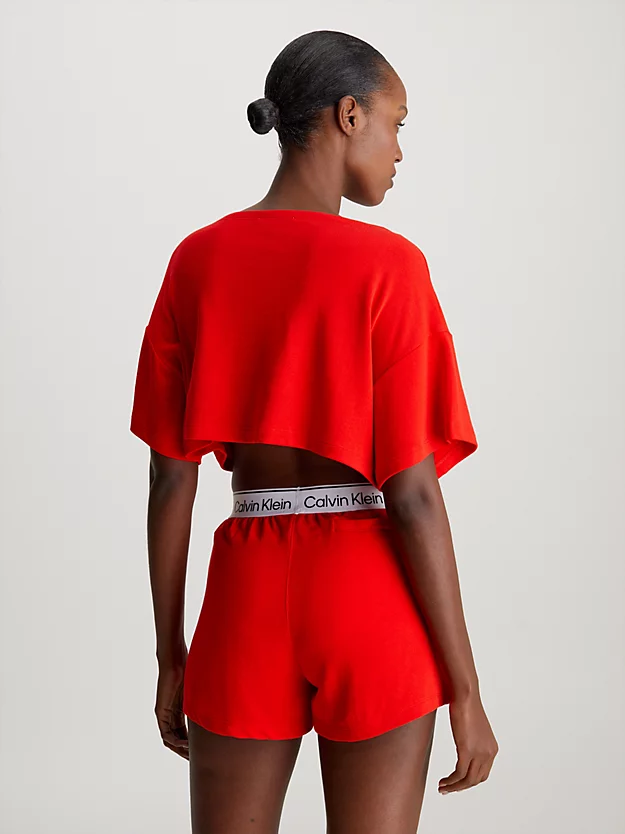 Camiseta cropped de praia em tecido atoalhado - CK Meta Legacy
