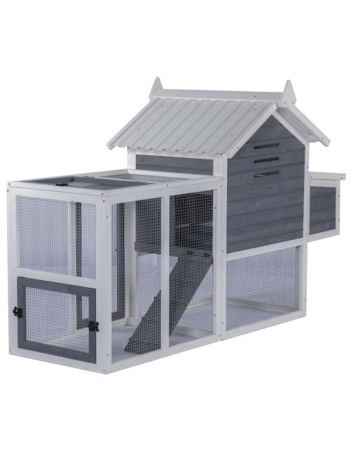 Adori Kippenhok Marley - Kippenhok - 182x76x116 cm Donkergrijs Wit