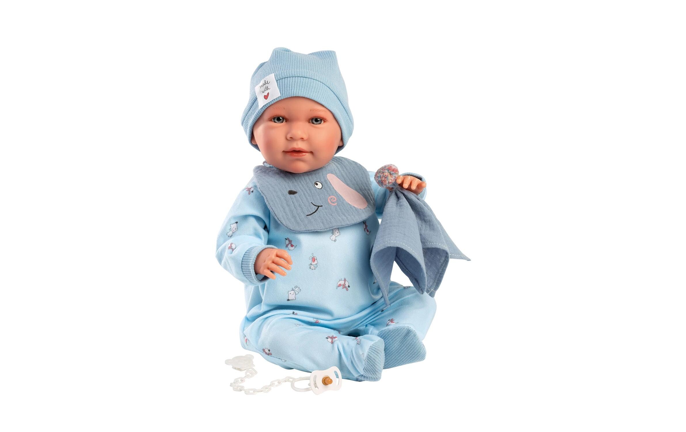 Babypuppe Mimi Hündchen 42 cmNewborn-Puppe mit weichem Stoffkörper