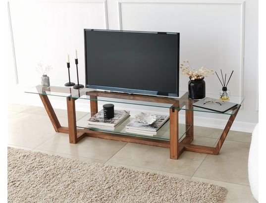 CONCEPT1 - Meuble TV Amalfi noyer 158 x 35 x h35 cm