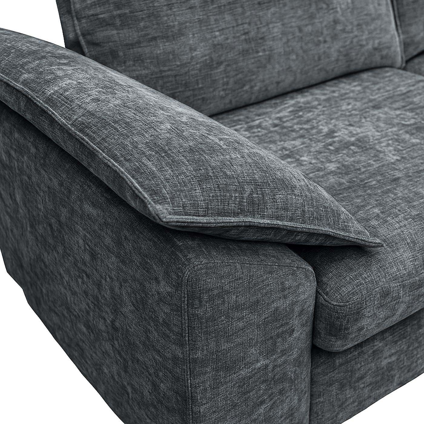 Mendler Sofa-Garnitur HWC-O71, Couch Sofa Ecksofa L-Form, Liegefläche Links/rechts, Stoff/Textil Holz 84x229x140cm - dunkelgrau
