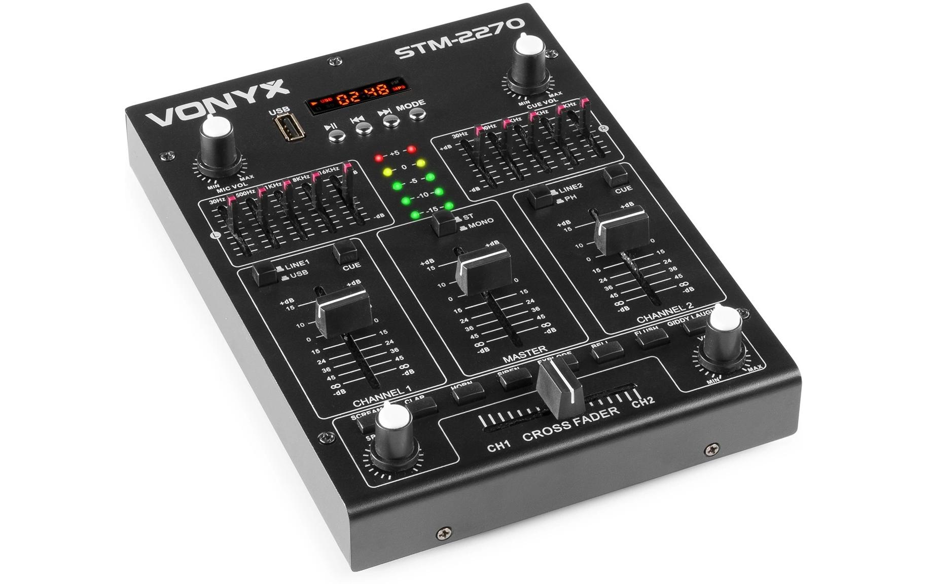 DJ-Mixer STM2270<br>4-Kanal DJ Mixer mit Effekten und BT