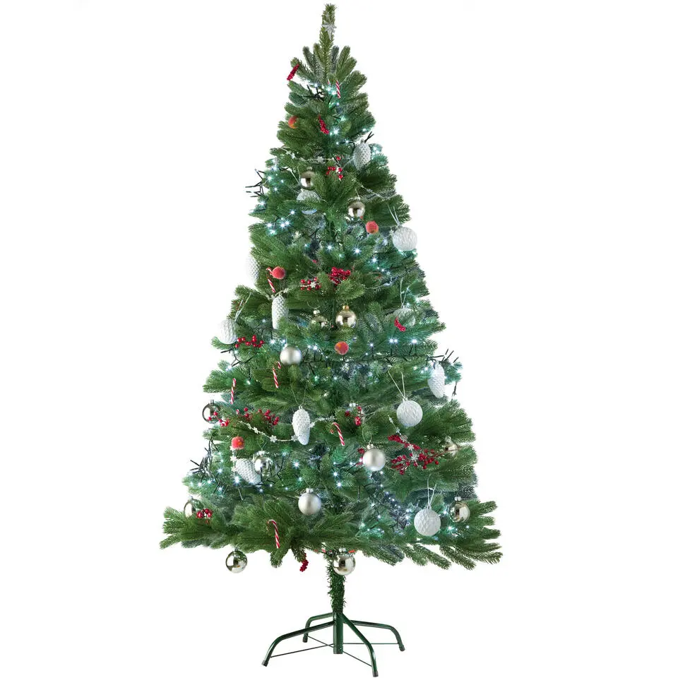 tectake Kunstkerstboom met spuitgegoten metalen standaard, Groen