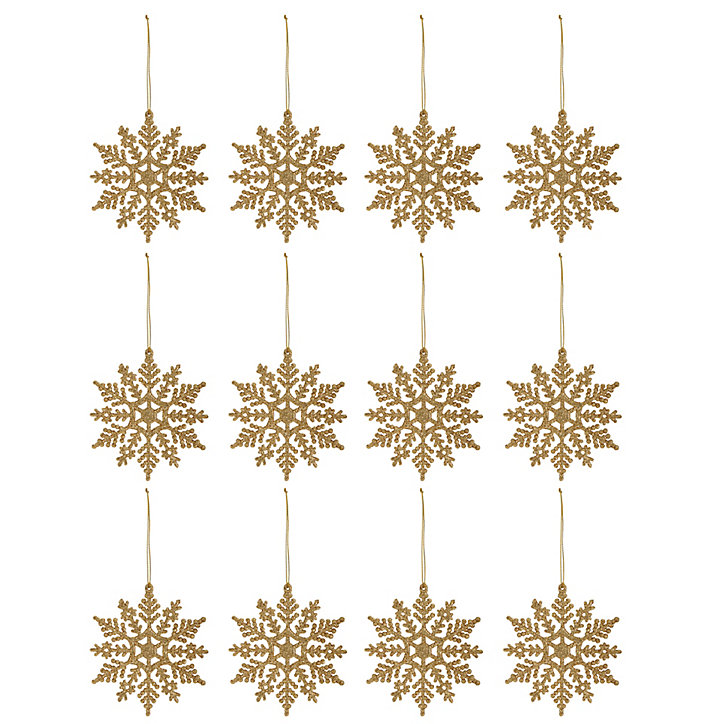 Assortiment 6 boules de noel Flocon doré