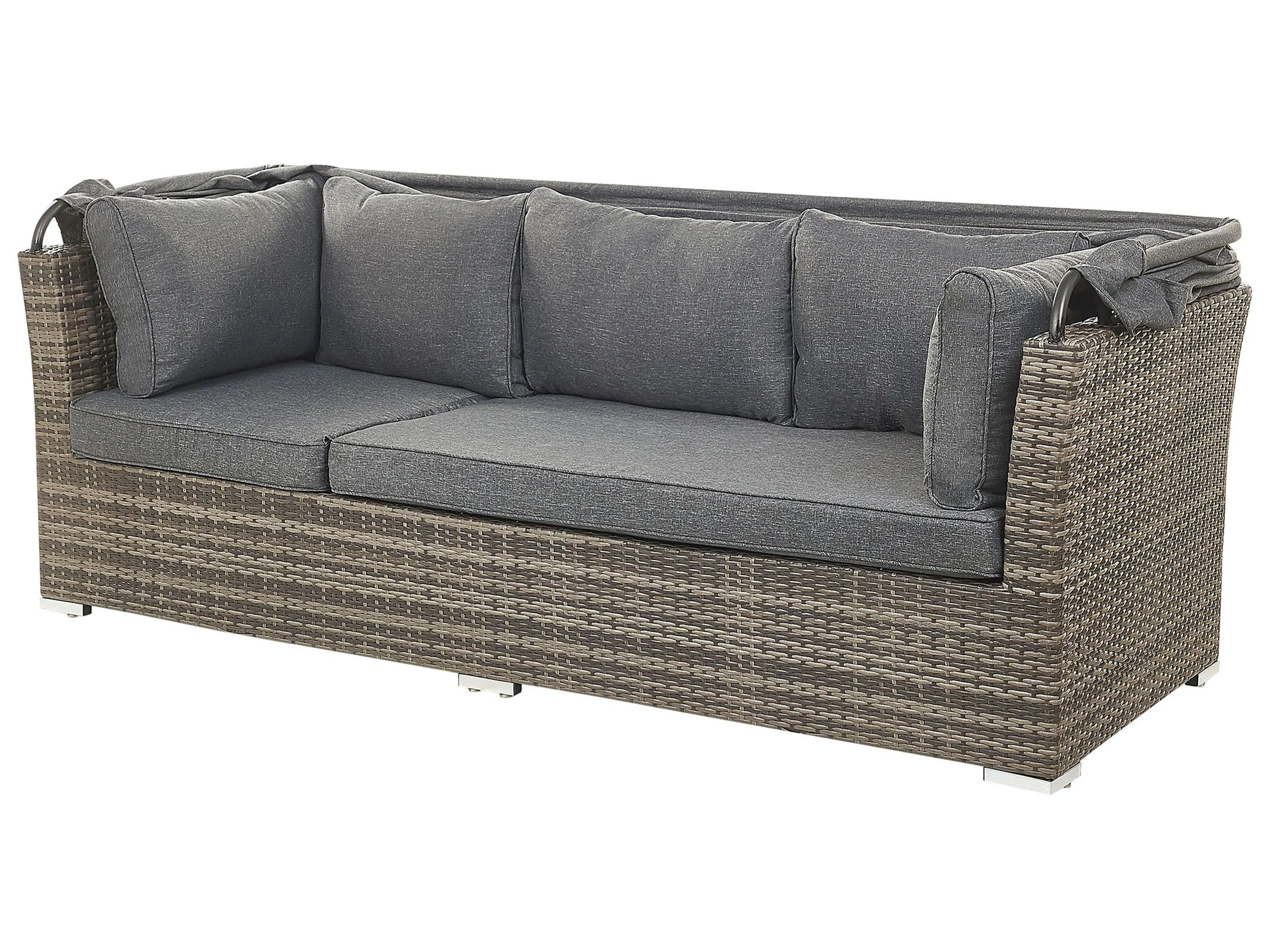 Loungeset met tafel 6-zits CORTE modulair PE rotan Donkerbruin